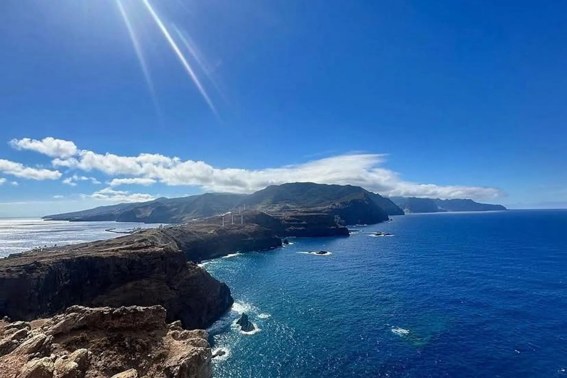 Panoramic view over the Ponta de São Lourenço peninsula and blue Atlantic